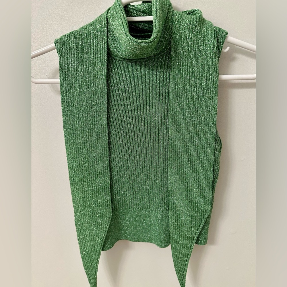 SOLD Ganni green sleeveless turtleneck sweater